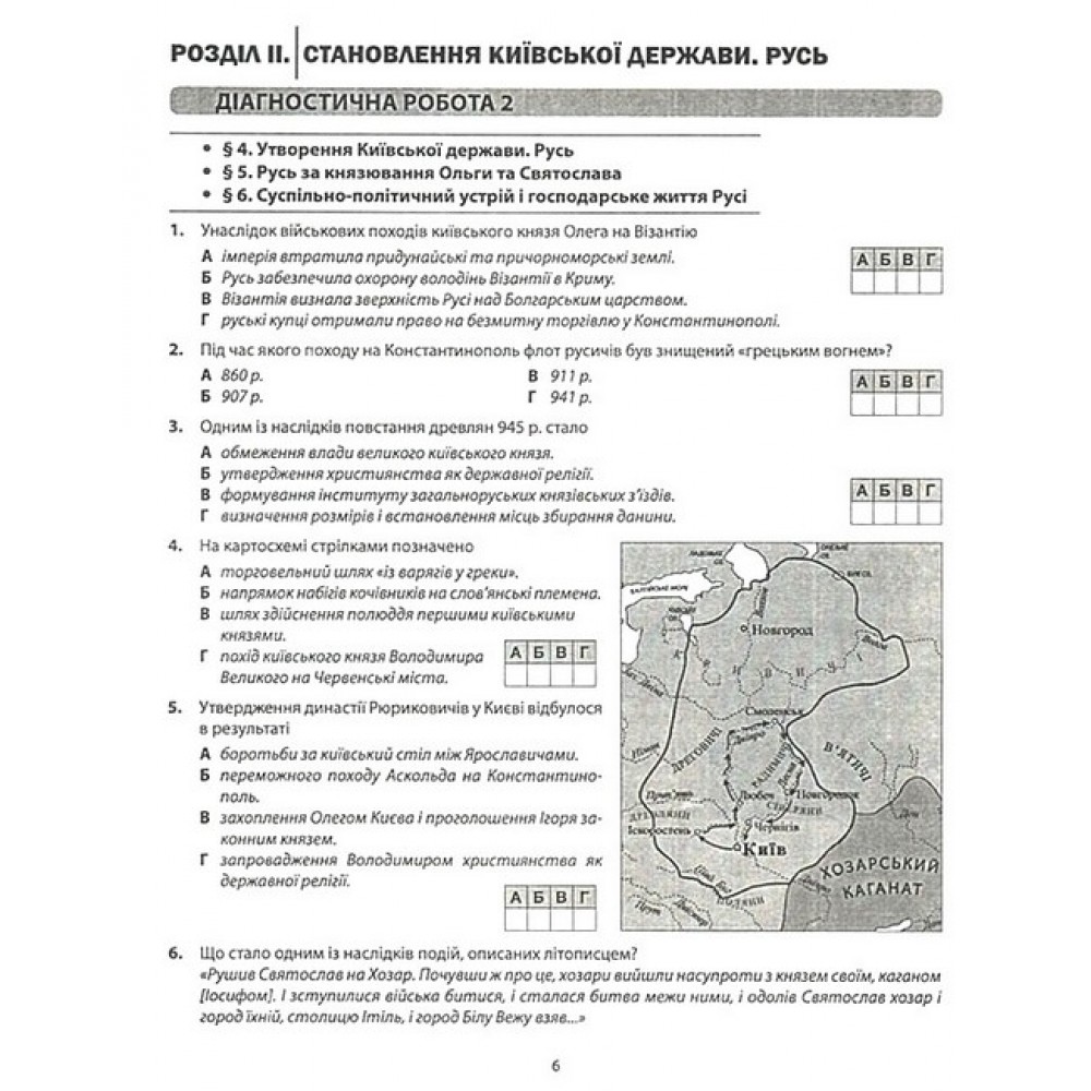 Історія України. Діагностика освітнього рівня. 7 клас.
