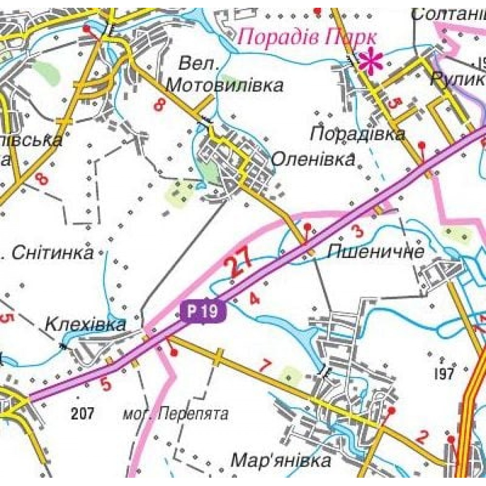 Карта автомобільних шляхів. Київської області. М-б 1:250 000